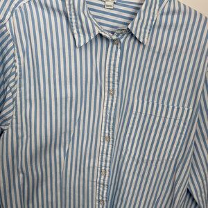 Aerie Blue and White Striped Women's Button Down Shirt